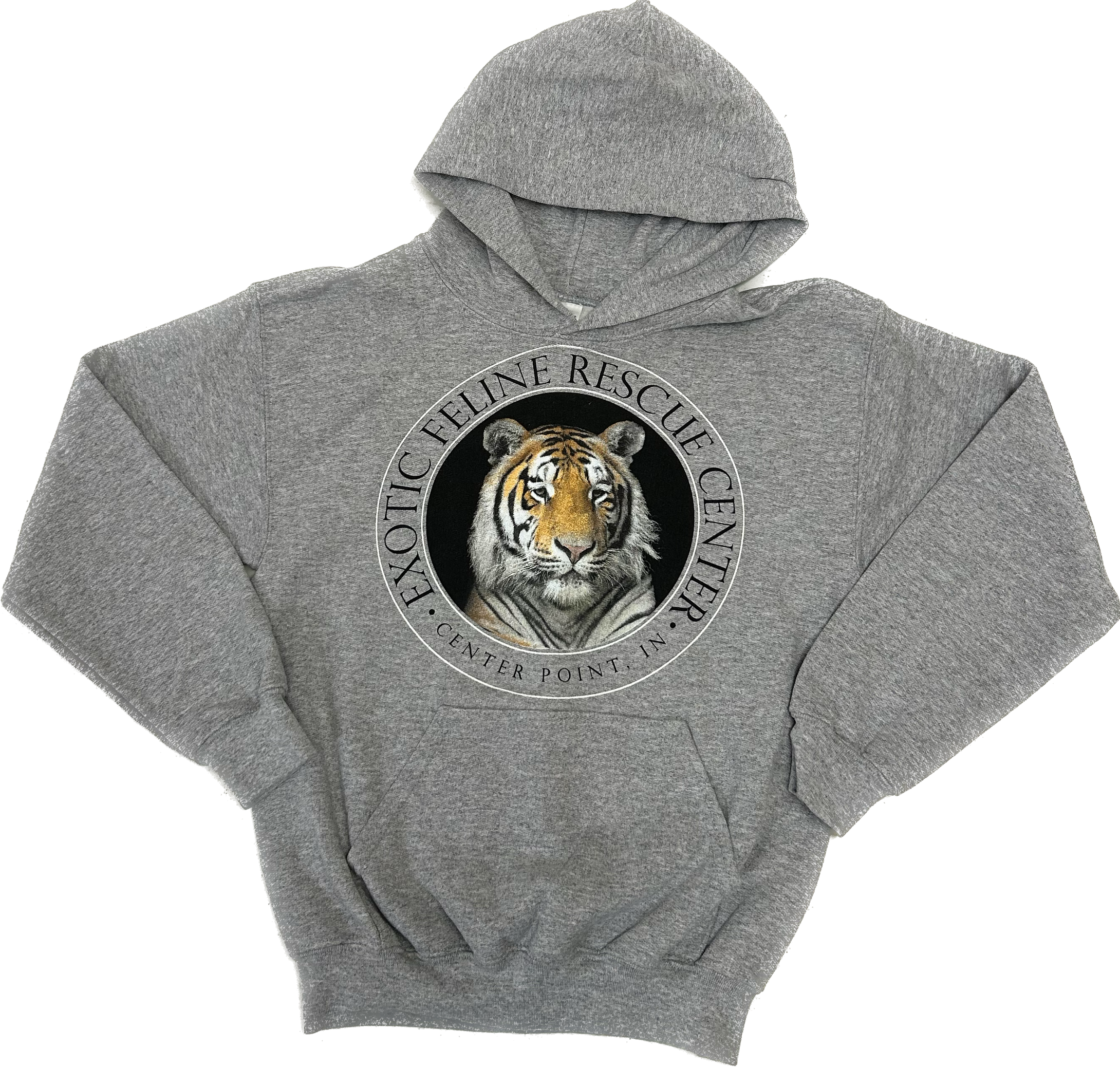 Max the Tiger on Gray Hooded Sweatshirt