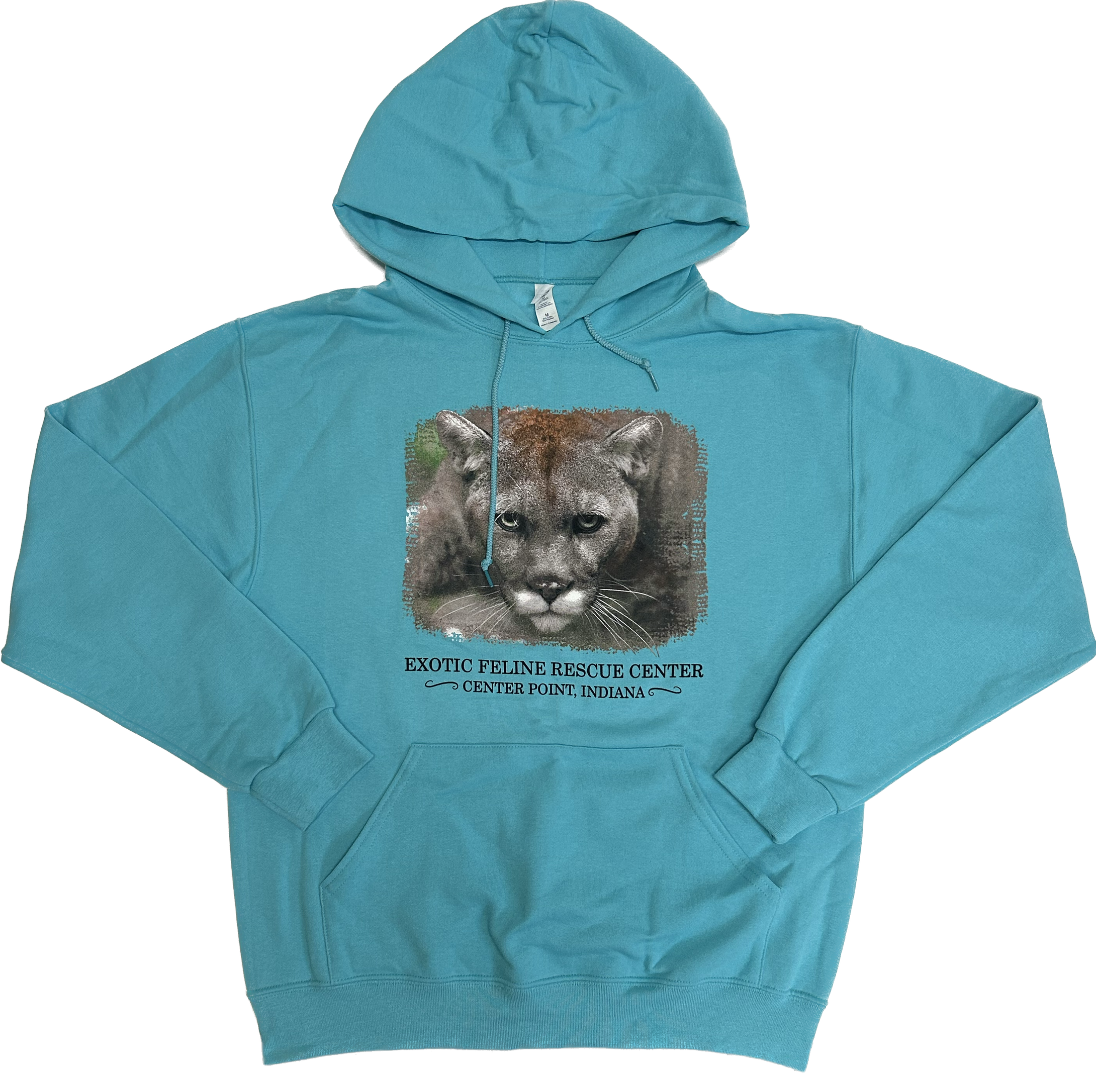 Zoey Cougar on Teal Adult Hooded Sweatshirt