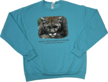 Load image into Gallery viewer, Zoey Cougar on Teal Adult Crewneck Sweatshirt
